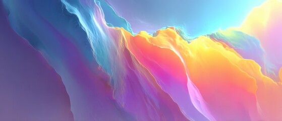Poster - abstract pastel gradient background with flowing shapes and vibrant colors creating a dreamy and eth