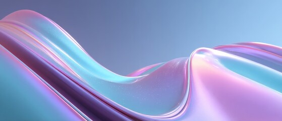 Wall Mural - abstract iridescent wave background with flowing holographic colors and smooth texture for modern de
