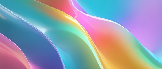 Wall Mural - Abstract iridescent background with flowing colorful waves, showcasing smooth gradients and vibrant hues for modern design and digital art