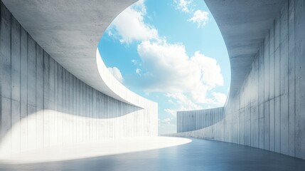 Leinwandbilder - Abstract concrete architecture with a skylight, showcasing a minimalist design and spacious interior.