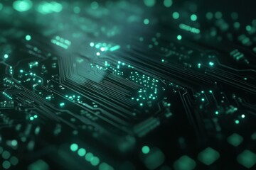 Wall Mural - Futuristic Circuit Board with Glowing Lights