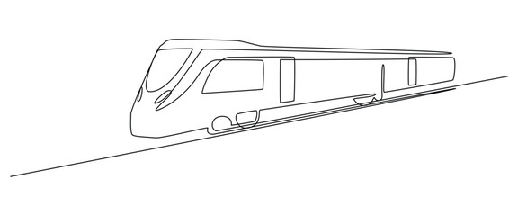 Leinwandbilder - Train and railway station in one continuous line drawing. Metro and subway symbol in simple linear style. Express railroad concept in editable stroke. Doodle vector illustration