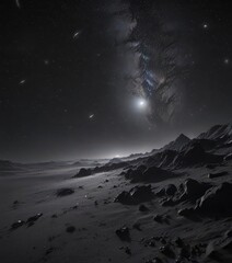 Wall Mural - Endless expanse of star-dusted black, distant galaxies glimmer faintly ,  cosmic,  brilliant,  telescope