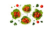 © HKTArt4U - Delicious and Healthy Lettuce Cups with Cherry Tomatoes and Herbs - Top View