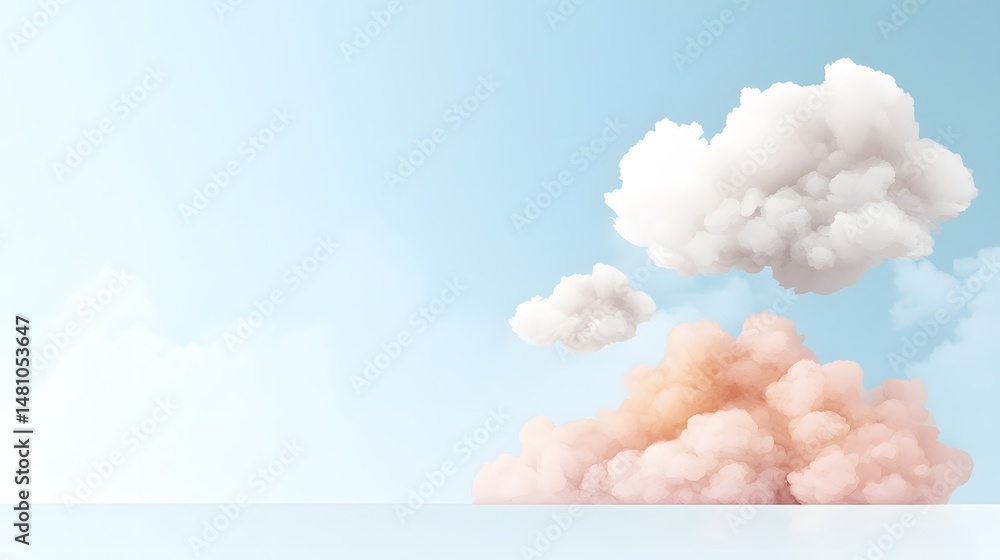 Pastel Cloudscape: Soft Pink and White Clouds Against a Light Blue Sky ...