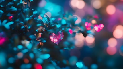 Wall Mural - Abstract Blurred Heart Shapes on Colorful Backgrounds with Bokeh