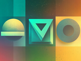 Wall Mural - abstract geometric shapes with gradients create a vibrant composition in a digital artwork