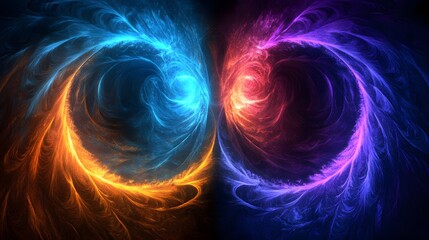 Canvas Print - Vibrant Blue Fractal Background with Dynamic Swirling Patterns