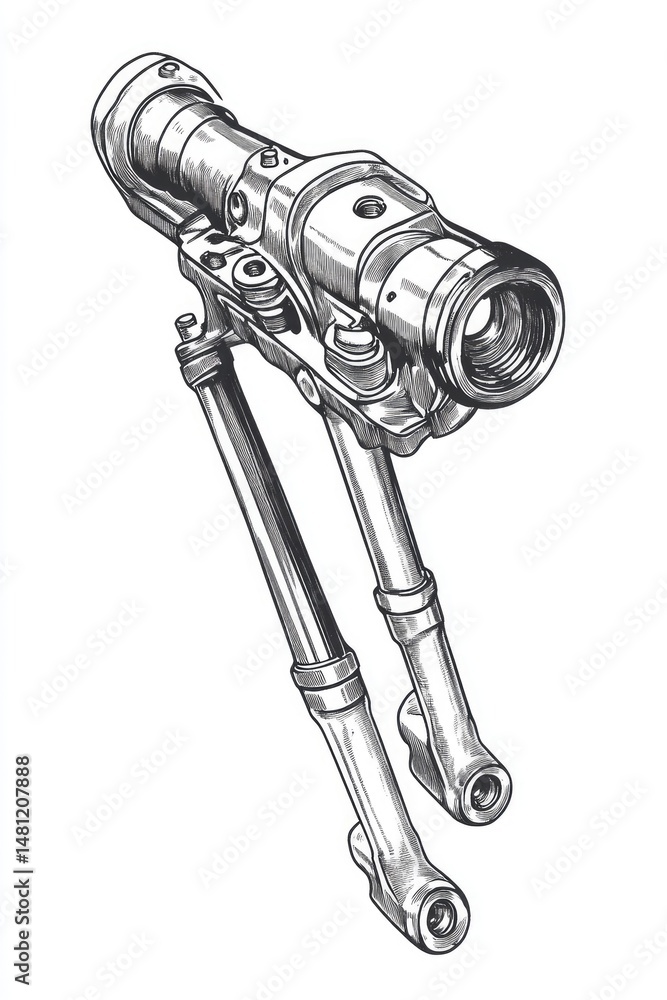 Motorcycle Rear Part Motorcycle Rear Suspension System. Detailed mechanical diagram of a ...