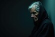 © Sourithideth - Mysterious, shadowy figure of an elderly woman, draped in dark clothing , woman, wrinkle, creepy