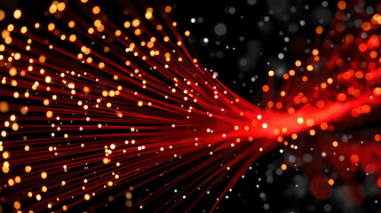 Wall Mural - fiber optics pathway: a stunning visual depiction of interconnected communication pathways, where ra