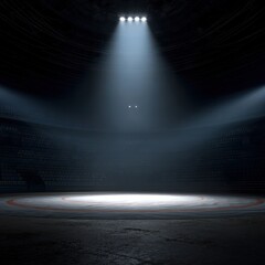 Wall Mural - a stunning image of spotlit wrestling mat in an empty arena.
