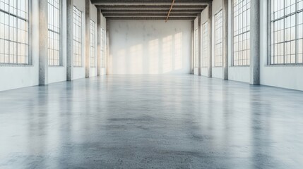 Poster - Spacious empty concrete hall with soft gradient lighting