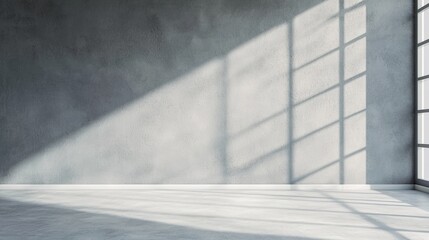 Poster - Sunlight casting shadows in empty room with concrete walls