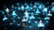 © Sarut - An abstract of a futuristic interconnected digital network comprising nodes links and data flows representing the complex of technology communication and information