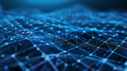 Abstract Digital Network Visualization With Blue Light And Grid Formation