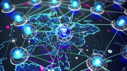 Wall Mural - A blue globe with a network of lines connecting it