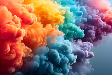 Wall Mural - a stunning display of colorful smoke swirling together, blending hues of red, blue, yellow, and gree