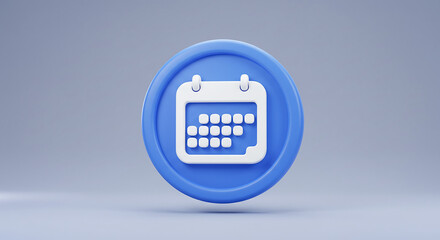 Aufkleber - Blue calendar icon floating on a soft blue background
