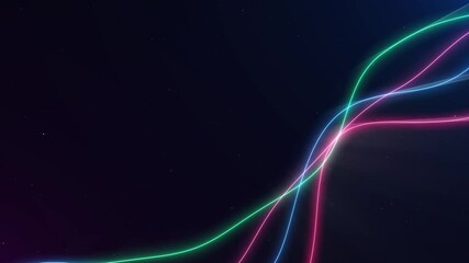 Wall Mural - abstract flowing laser beam lines or neon lines in data technology style on black background.