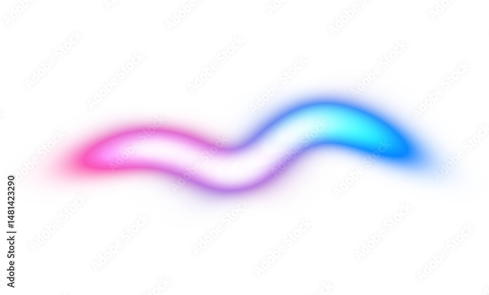 Abstract curved neon glowing lines on transparent background, light ...