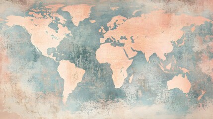  Vintage world map with muted color tones.