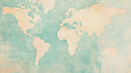  Vintage world map with soft pastel hues.