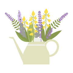 Wall Mural - house plants flowers illustration yellow purple vector