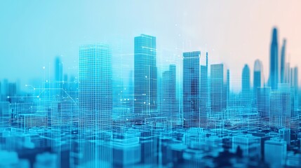 Blueprint-style engineering background featuring gigapixel-standard scale urban architecture