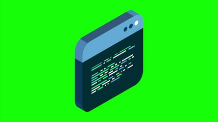 Wall Mural - source code isometric animation. abstract programming language and program code on a screen. motion 