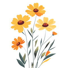 Wall Mural - yellow and orange flowers illustration colorful petals vector