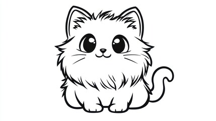 Naklejka na meble Cute cartoon cat coloring page, happy expression, simple line art