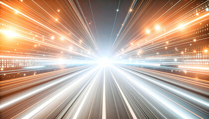Wall Mural - futuristic sci-fi light speed background with neon blue digital flares tunnel effect in an abstract 