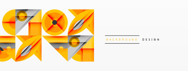Leinwandbilder - Abstract geometric pattern. Orange shapes overlap gray elements creating modern design. Minimalist style, clean lines, simple composition.