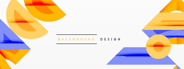 Leinwandbilder - Abstract geometric shapes overlap, creating dynamic visual effect. Yellow, blue hues dominate clean white space. Minimalist design.