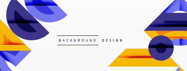 Aufkleber - Abstract geometric shapes, yellow, blue hues dominate. Minimalist design with text background design centered. Clean, modern aesthetic.