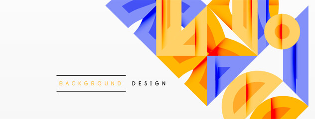 Aufkleber - Abstract geometric shapes overlap, creating vibrant yellow, blue design. Minimalist style with text background design visible. Clean, modern aesthetic.