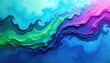 © Wannisa - Vibrant swirls of blue, green, and purple paint create a dynamic abstract composition , painting, colorful