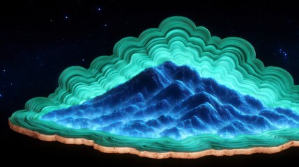 Wall Mural - Enchanted Moonlit Mountains  Abstract Jade Carving  Night Landscape
