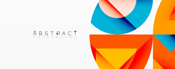Poster - Modern abstract design features overlapping colorful shapes. Geometric elements create dynamic visual composition. Bright hues dominate.