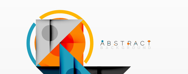 Leinwandbilder - Geometric shapes overlap, creating vibrant modern design. Orange, blue, gray tones dominate composition. Minimalist aesthetic.