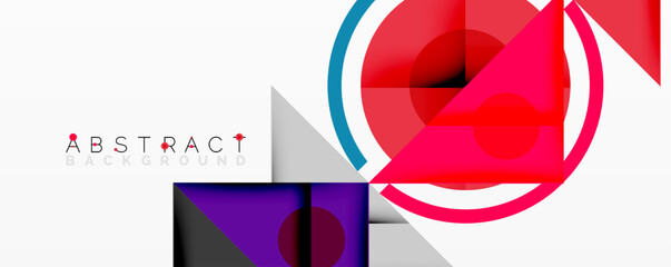 Leinwandbilder - Geometric shapes overlap, creating vibrant abstract composition. Pink, purple, gray tones dominate design. Modern aesthetic.