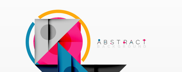 Aufkleber - Geometric shapes overlap, creating vibrant colorful design. Modern aesthetic, clean lines, simple composition. Background is white.