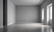 © Prayad - Empty minimalist gray room, stark lighting, bare walls, blank, architecture, modern interior