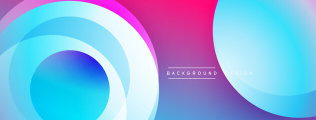 Leinwandbilder - Abstract vibrant background. Overlapping circles create dynamic gradient effect. Pink, blue hues dominate composition. Modern design element.
