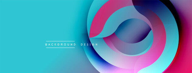 Leinwandbilder - Abstract design features layered circles, vibrant colors. Blue, pink, purple gradients create dynamic visual effect. Modern background element.