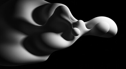 Wall Mural - Abstract white form on black background