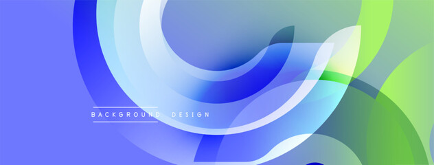 Aufkleber - Abstract flowing shapes, blue, green gradients. Modern design, smooth curves create dynamic visual effect. Background texture.