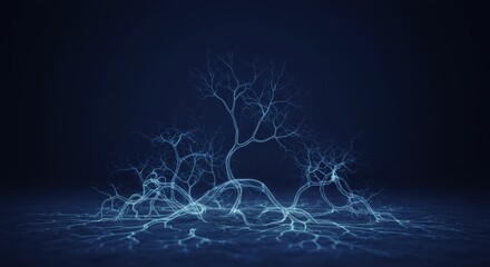 Wall Mural - Glowing Network of Blue Lines