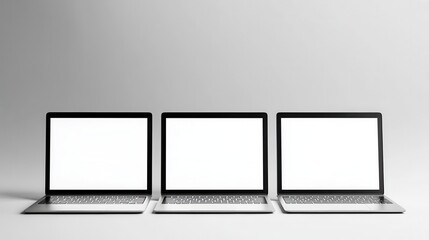 Three Laptops  Blank Screens  Modern Technology  Mockup